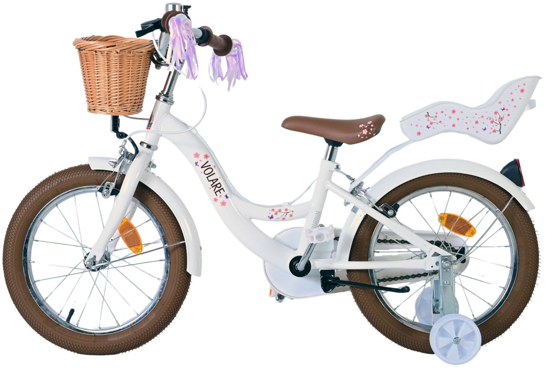 Volare Blossom Barncykel Två Handbromsar 16 tum, Vit - Lilla Cykelbutiken