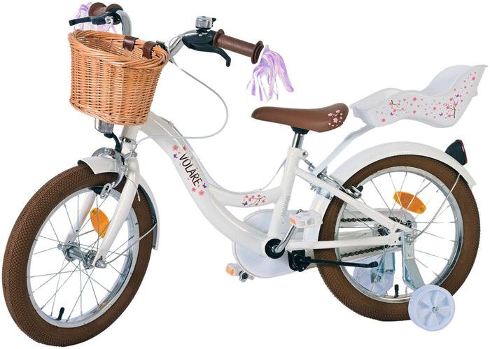 Volare Blossom Barncykel Två Handbromsar 16 tum, Vit - Lilla Cykelbutiken