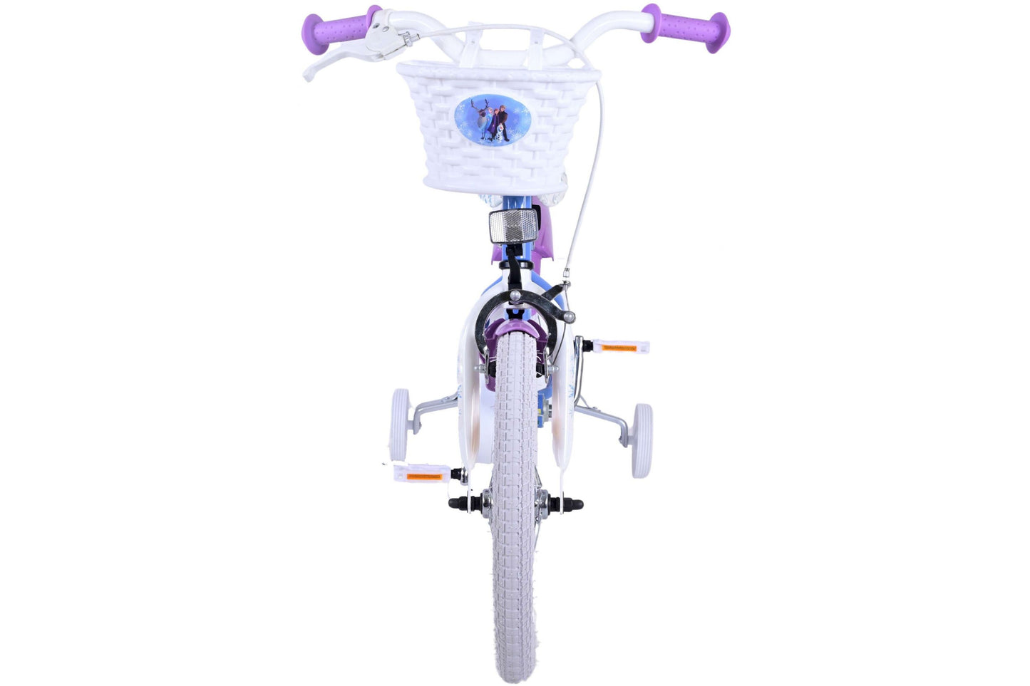Disney Frozen 16-tums barncykel (4–6 år) – Med korg, hand- & fotbroms