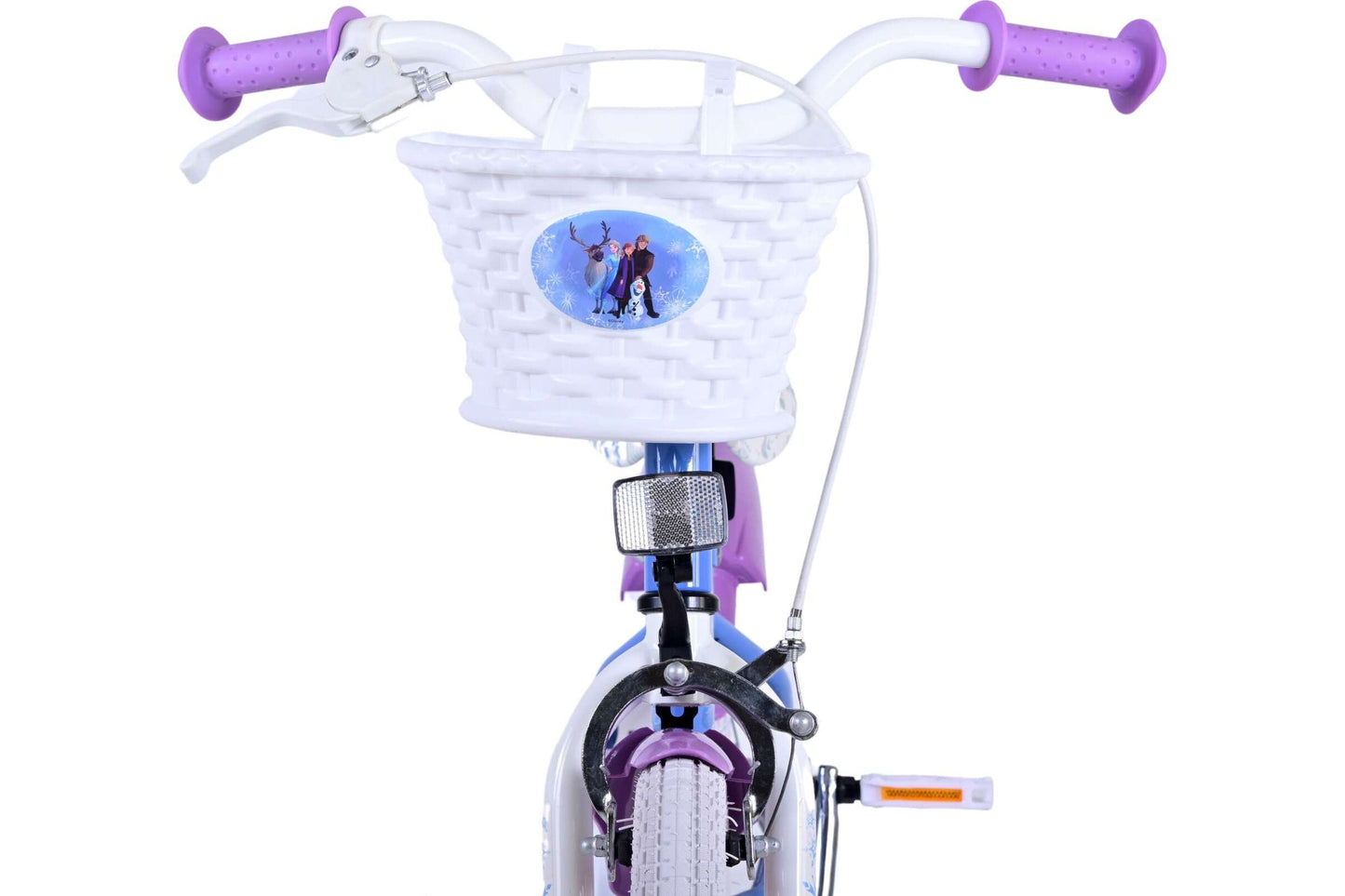 Disney Frozen 16-tums barncykel (4–6 år) – Med korg, hand- & fotbroms
