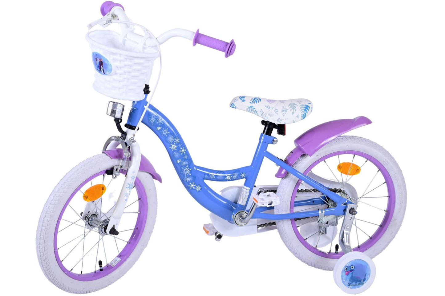 Disney Frozen 16-tums barncykel (4–6 år) – Med korg, hand- & fotbroms