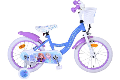 Disney Frozen 16-tums barncykel (4–6 år) – Med korg, hand- & fotbroms