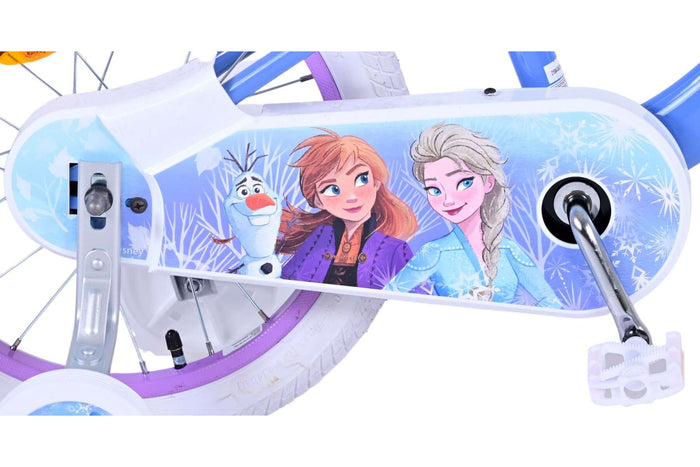 Disney Frozen 16-tums barncykel (4–6 år) – Med korg, hand- & fotbroms