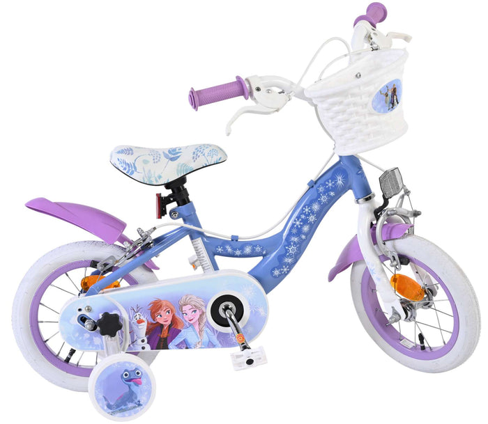 Disney Frozen 2 Barncykel 12 tum, dubbla handbromsar, Lila - För barn 3-4 år