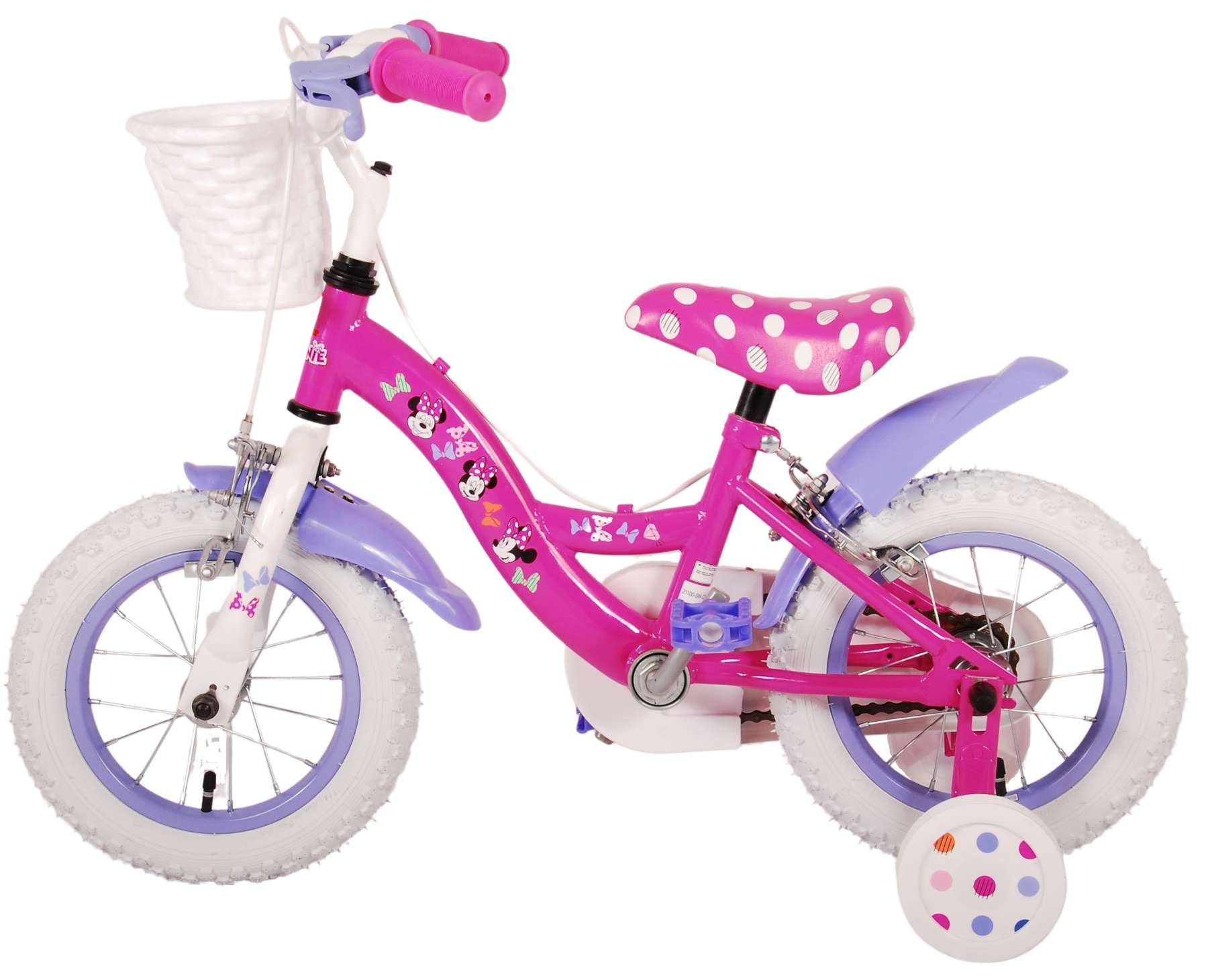 Disney Minnie Barncykel Två Handbromsar 12 tum, Rosa - Lilla Cykelbutiken