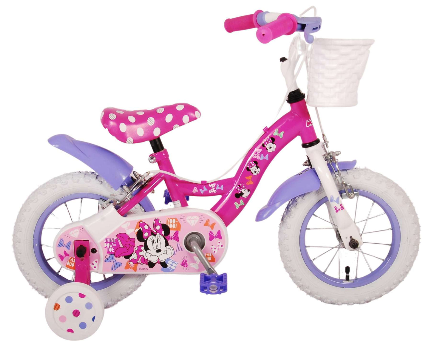 Disney Minnie Barncykel Två Handbromsar 12 tum, Rosa - Lilla Cykelbutiken