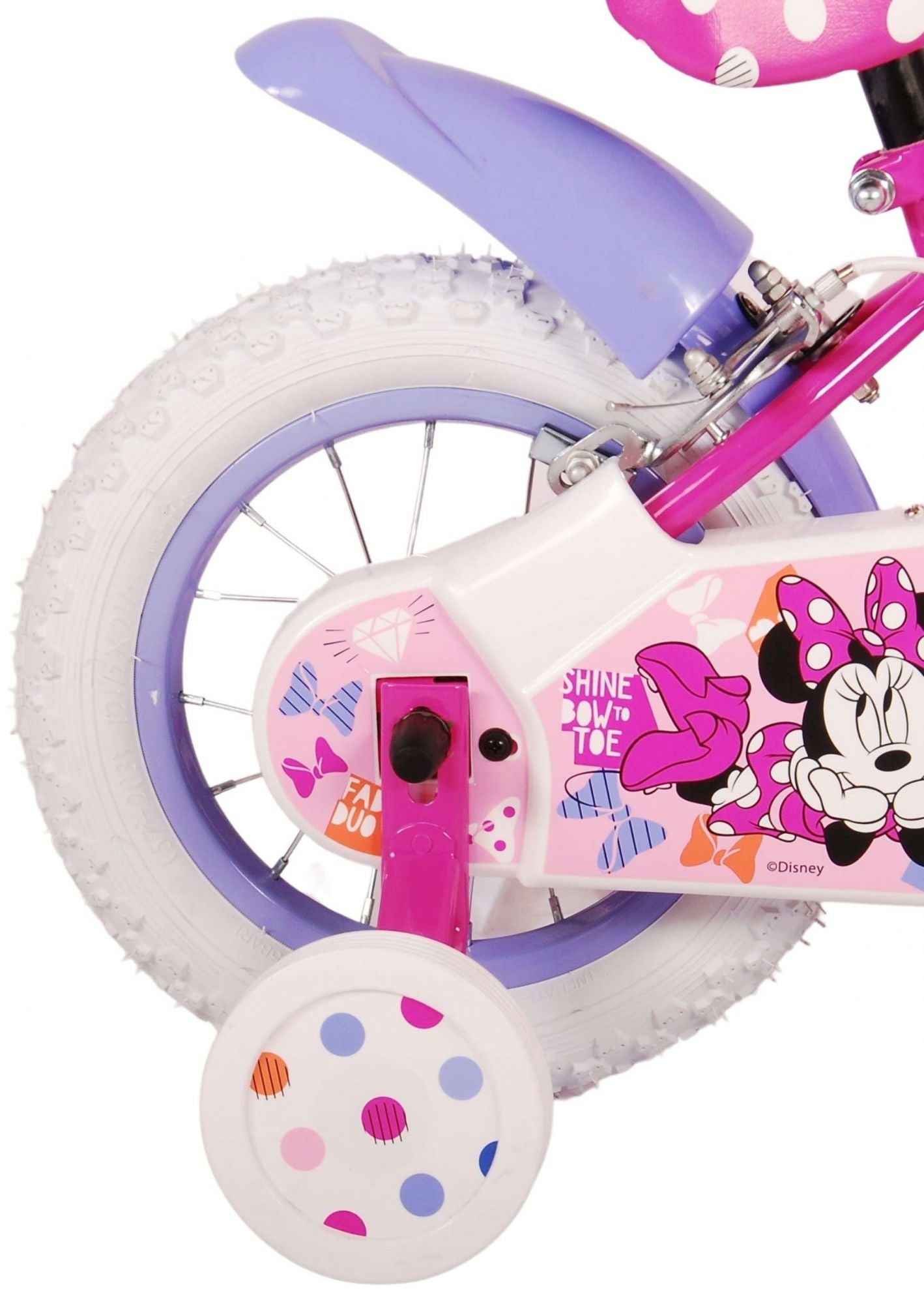 Disney Minnie Barncykel Två Handbromsar 12 tum, Rosa - Lilla Cykelbutiken