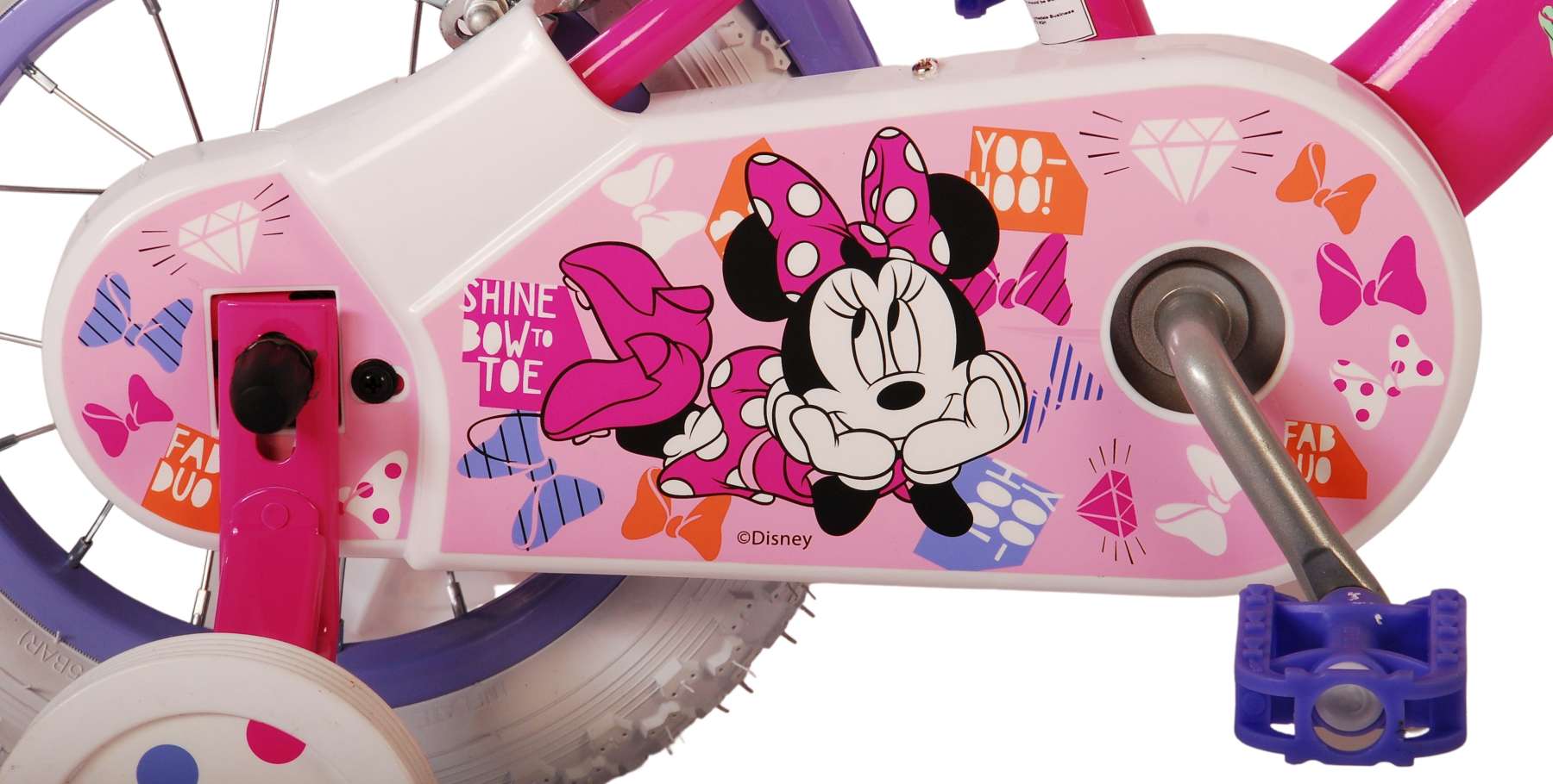 Disney Minnie Barncykel Två Handbromsar 12 tum, Rosa - Lilla Cykelbutiken