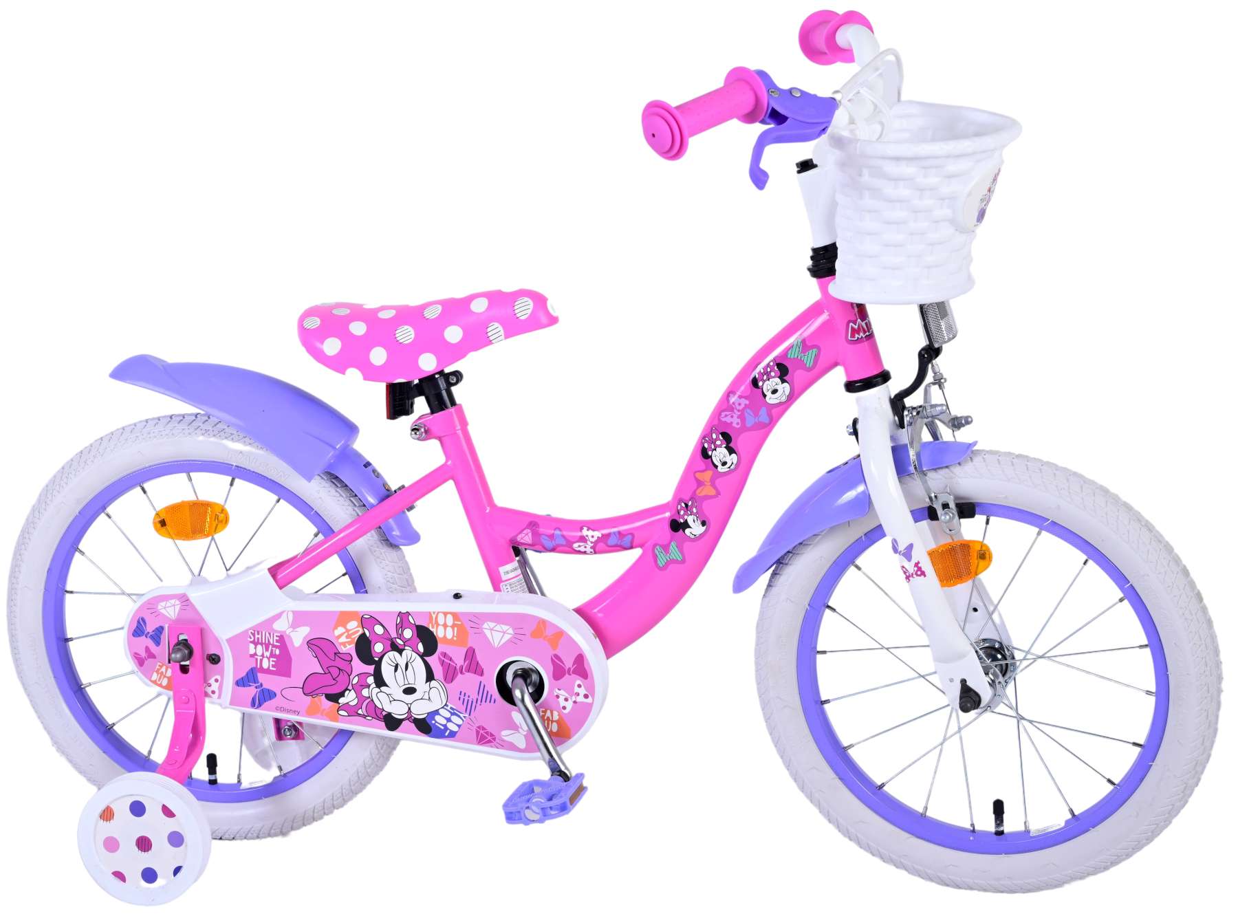 Disney Minnie Barncykel Två Handbromsar 12 tum, Rosa - Lilla Cykelbutiken