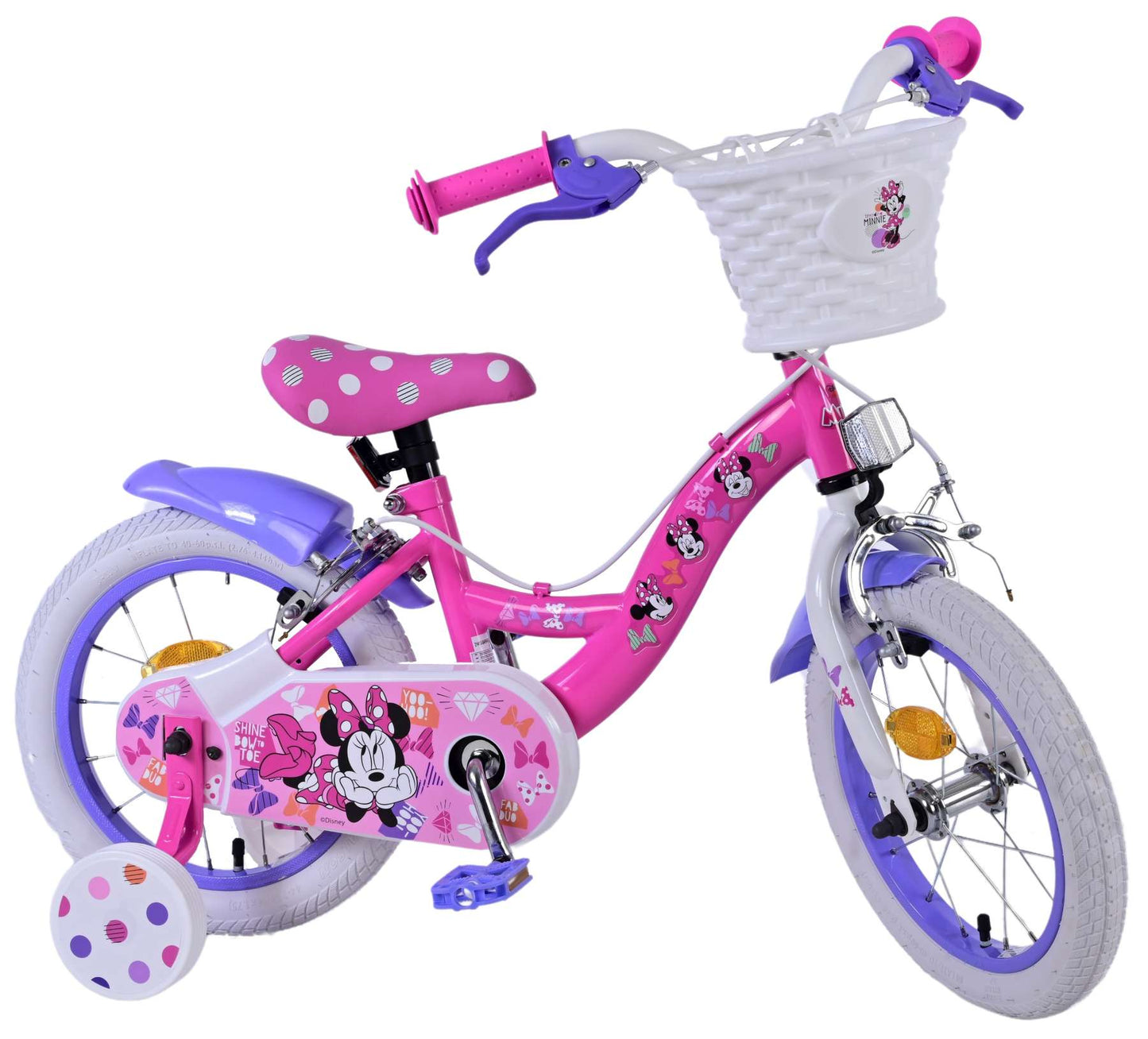Disney Minnie Barncykel Två Handbromsar 14 tum, Rosa - Lilla Cykelbutiken