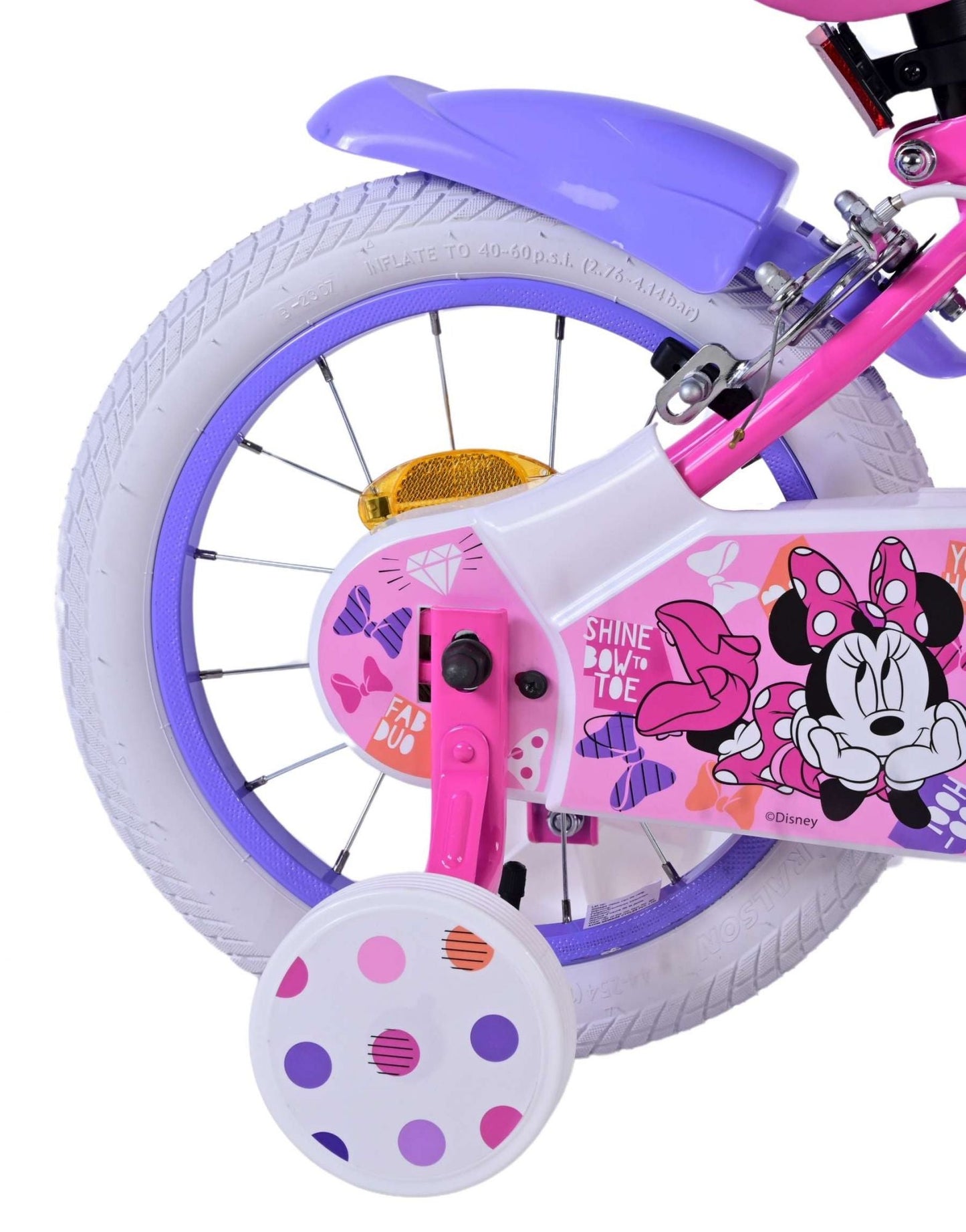 Disney Minnie Barncykel Två Handbromsar 14 tum, Rosa - Lilla Cykelbutiken