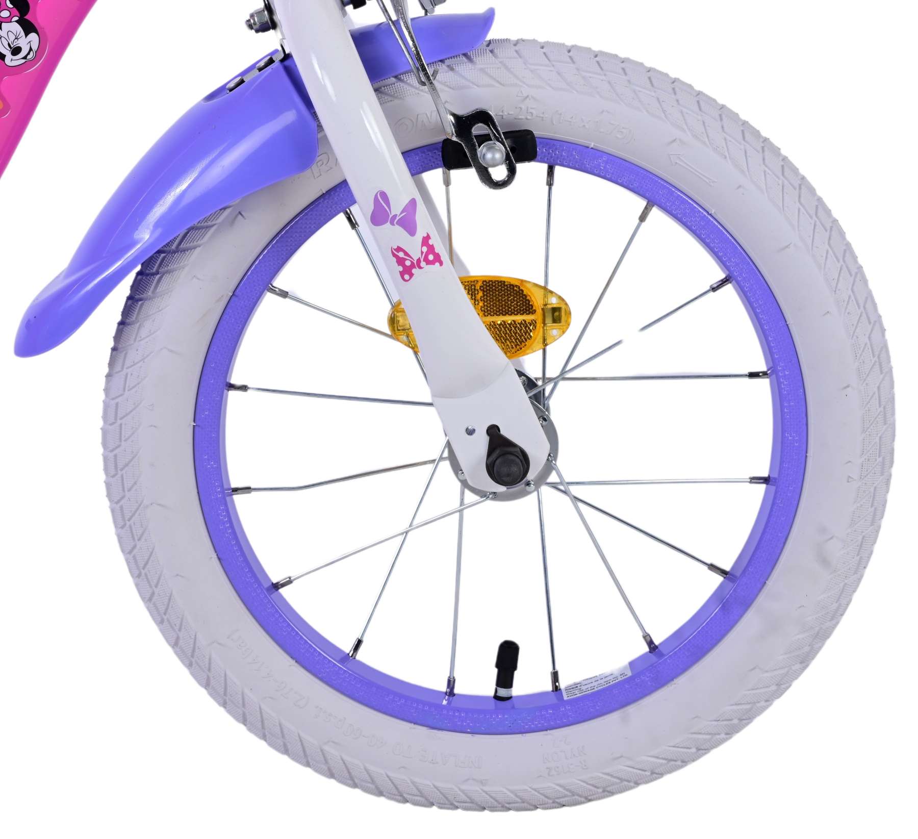 Disney Minnie Barncykel Två Handbromsar 14 tum, Rosa - Lilla Cykelbutiken