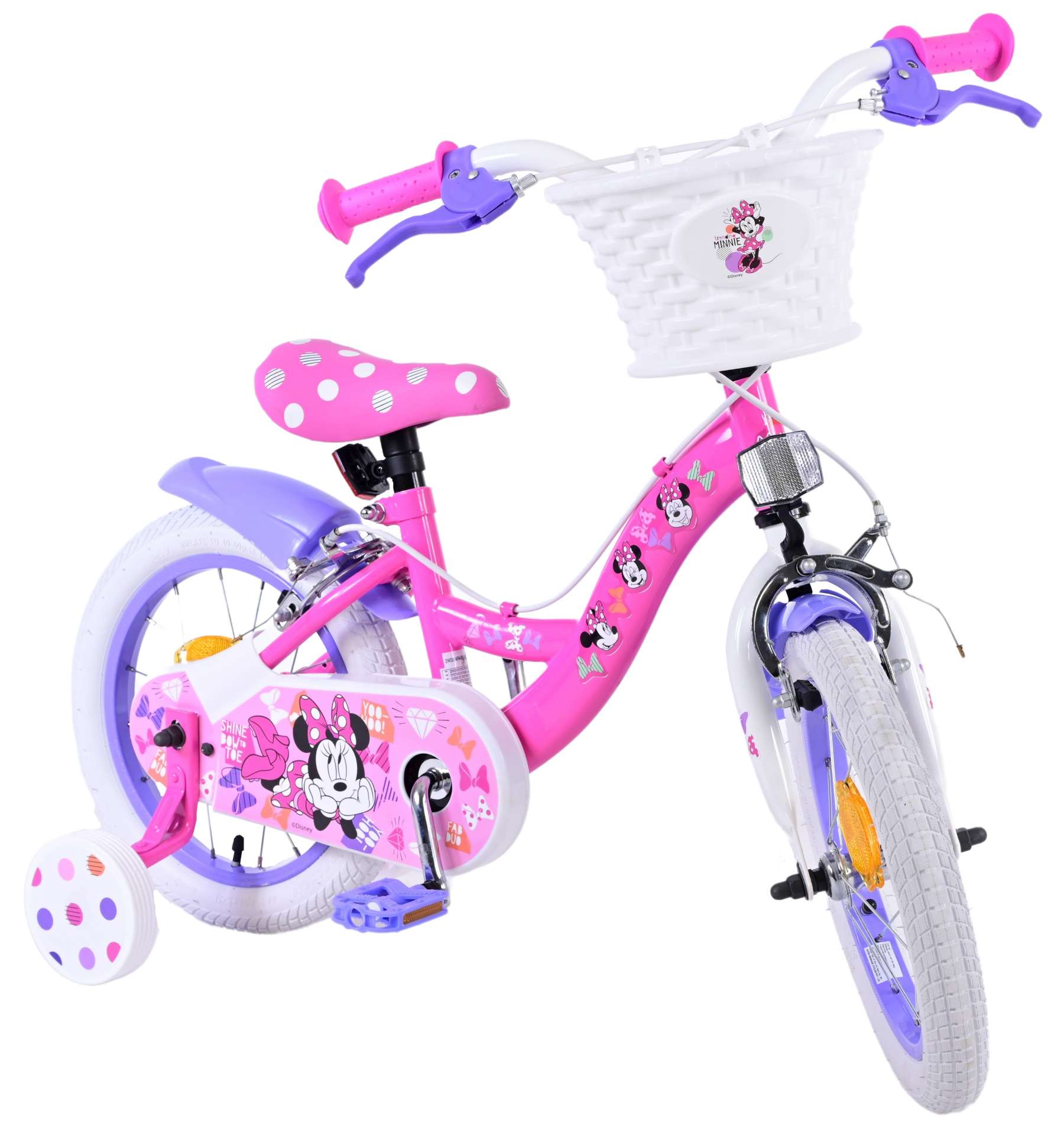 Disney Minnie Barncykel Två Handbromsar 14 tum, Rosa - Lilla Cykelbutiken