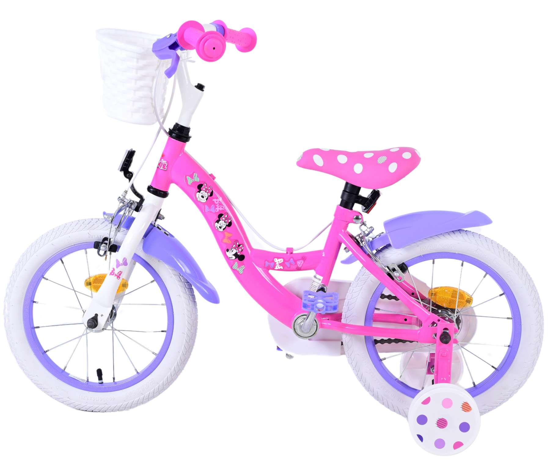 Disney Minnie Barncykel Två Handbromsar 14 tum, Rosa - Lilla Cykelbutiken