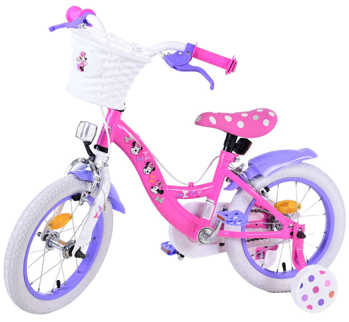Disney Minnie Barncykel Två Handbromsar 14 tum, Rosa - Lilla Cykelbutiken
