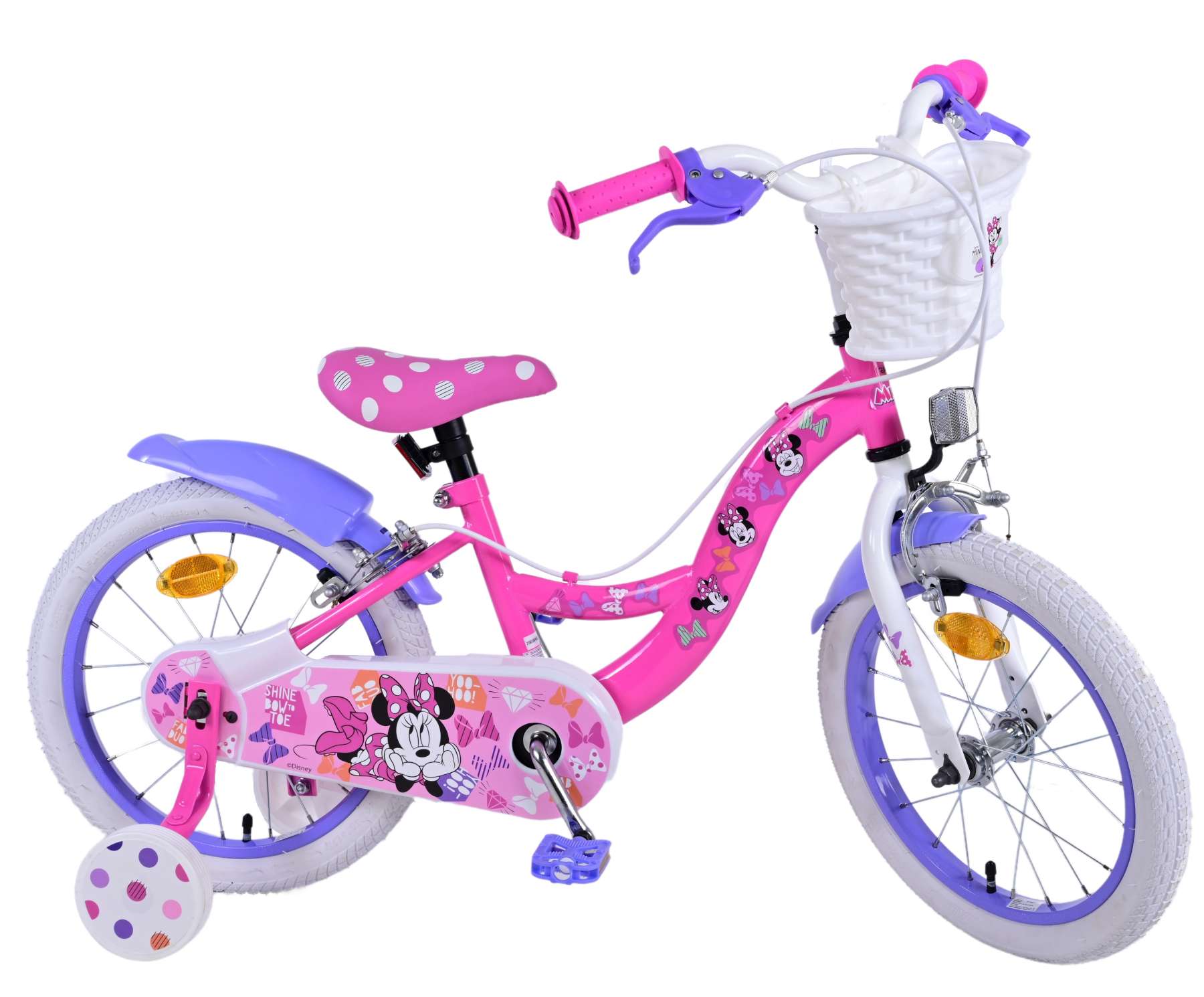 Disney Minnie Barncykel Två Handbromsar 16 tum, Rosa - Lilla Cykelbutiken