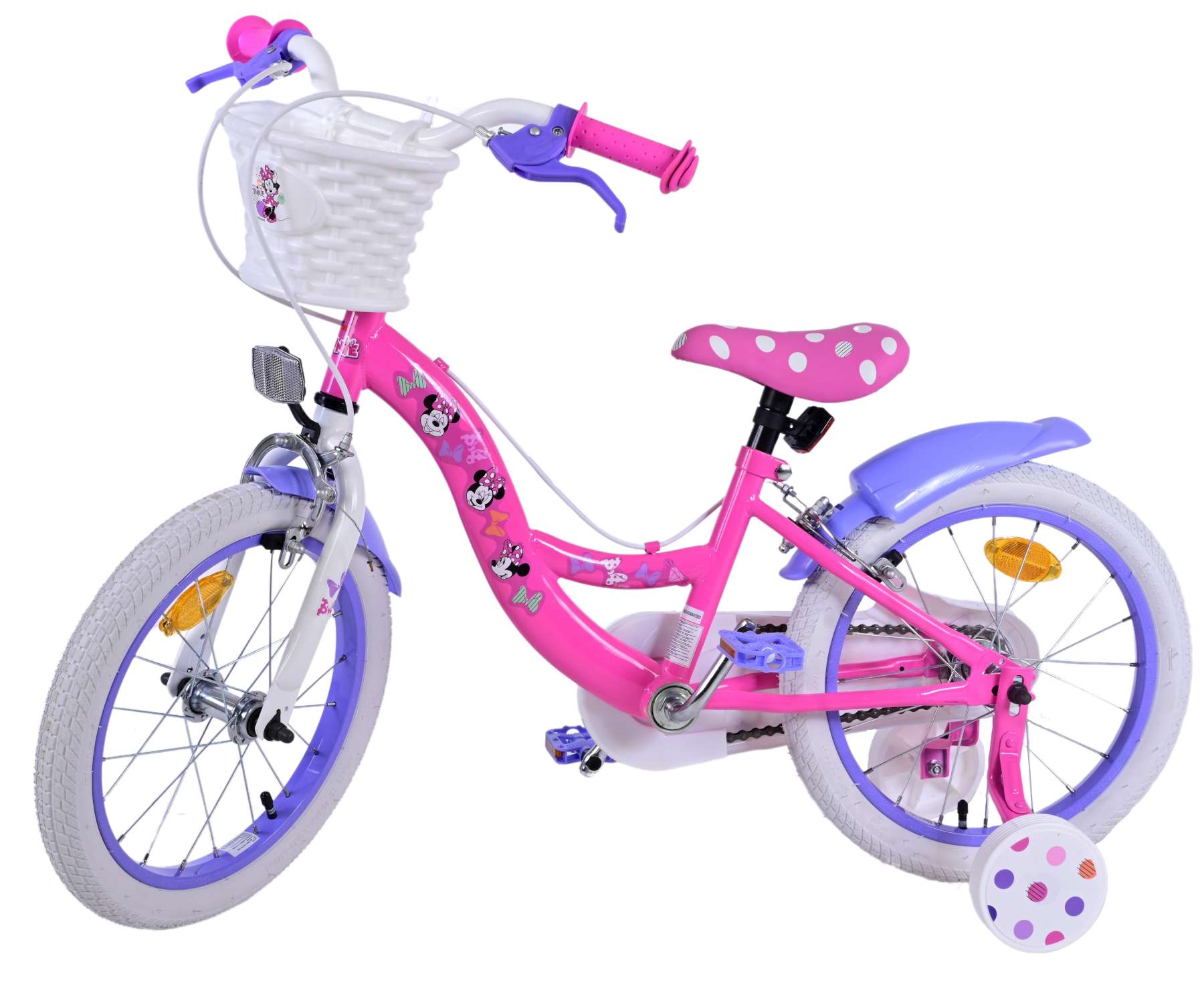 Disney Minnie Barncykel Två Handbromsar 16 tum, Rosa - Lilla Cykelbutiken