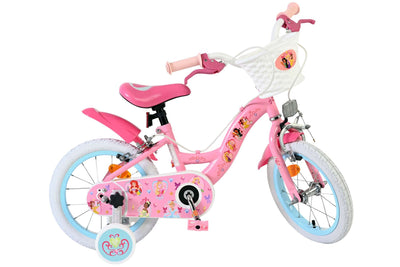 Disney Princess 14 Tum Barncykel, Rosa med Korg & Stödhjul - För barn 3-5 år