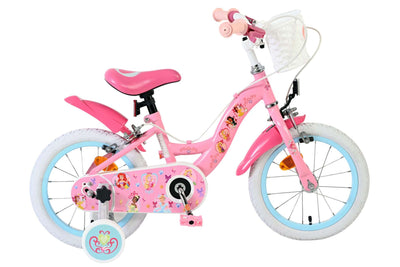 Disney Princess 14 Tum Barncykel, Rosa med Korg & Stödhjul - För barn 3-5 år