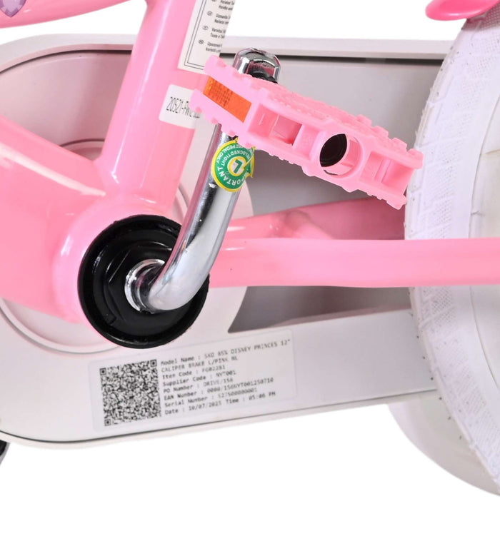 Disney Princess Barncykel 12 tum, dubbla handbromsar, Rosa - För barn 3-4 år