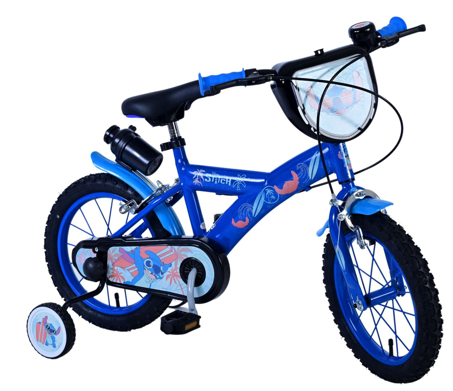 Disney Stitch Barncykel Två Handbromsar 14 tum, Blå - Lilla Cykelbutiken
