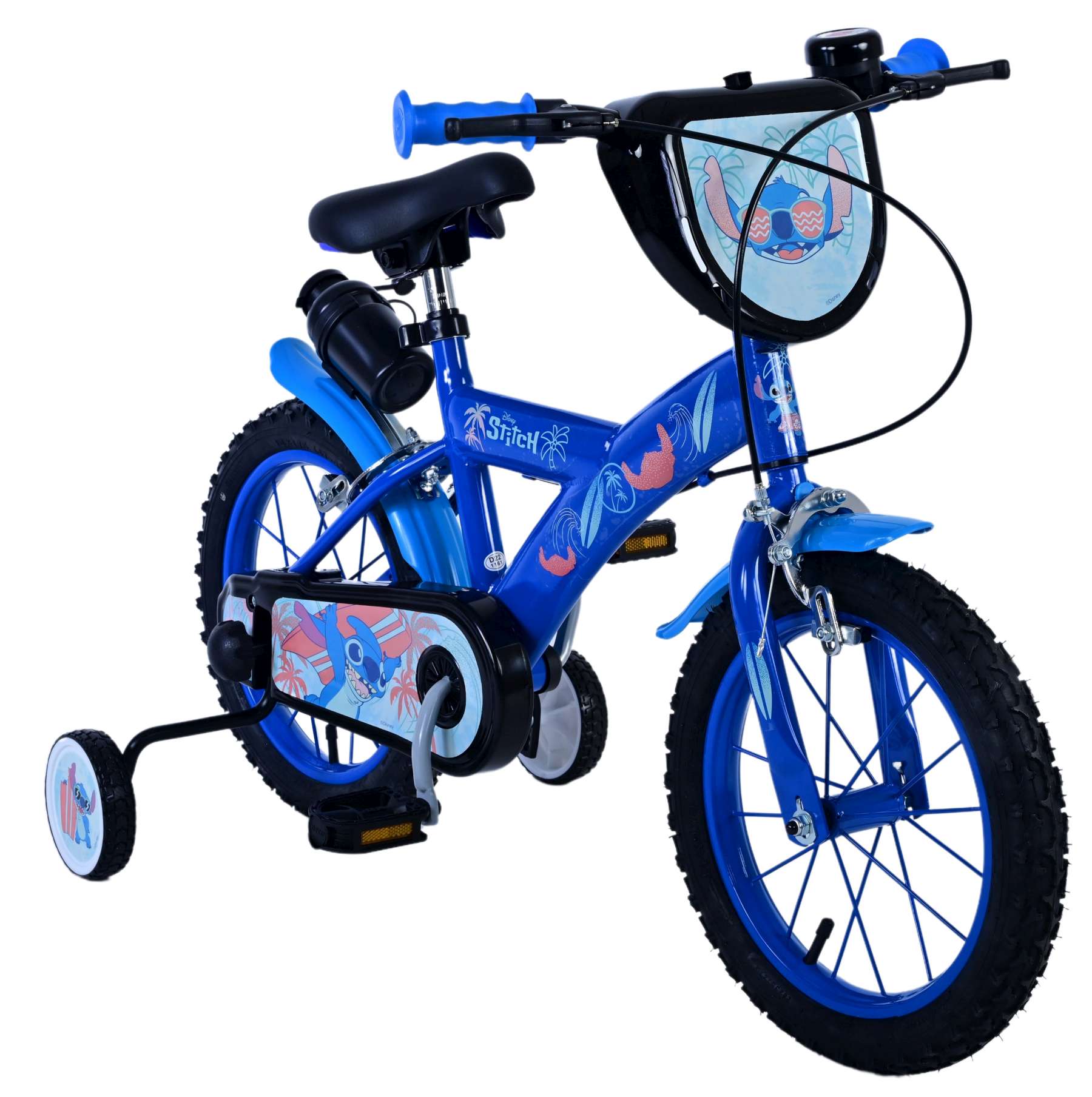 Disney Stitch Barncykel Två Handbromsar 14 tum, Blå - Lilla Cykelbutiken