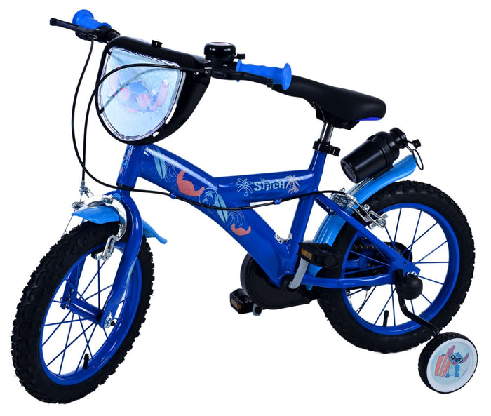 Disney Stitch Barncykel Två Handbromsar 14 tum, Blå - Lilla Cykelbutiken