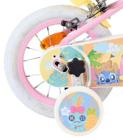 Stitch Disney Stitch Barncykel 12 tum, dubbla handbromsar, Rosa - För barn 3-4 år