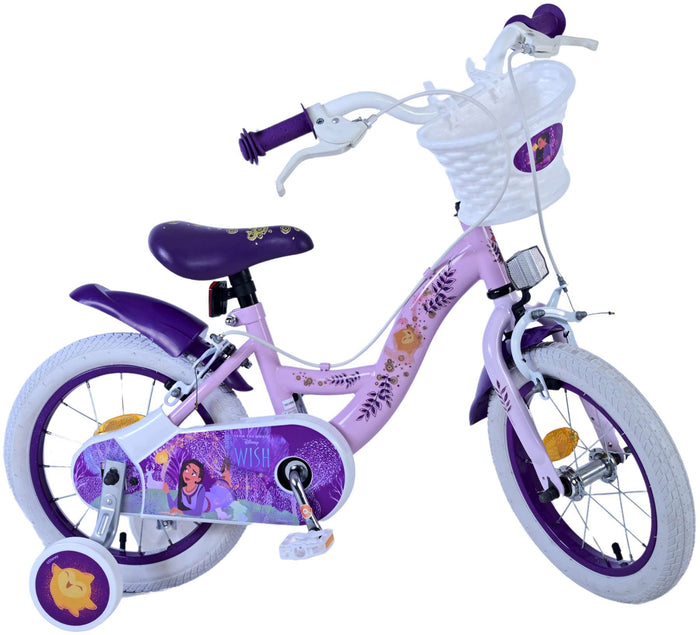 Disney Wish Barncykel Två Handbromsar 14 tum, Lila - Lilla Cykelbutiken