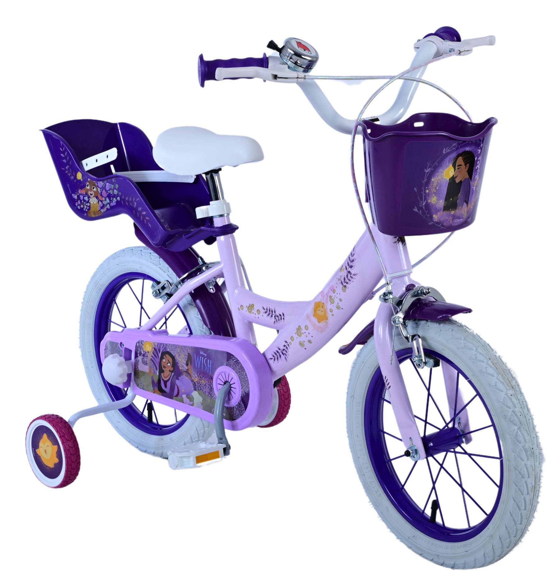 Disney Wish Barncykel Två Handbromsar 14 tum, Lila - Lilla Cykelbutiken