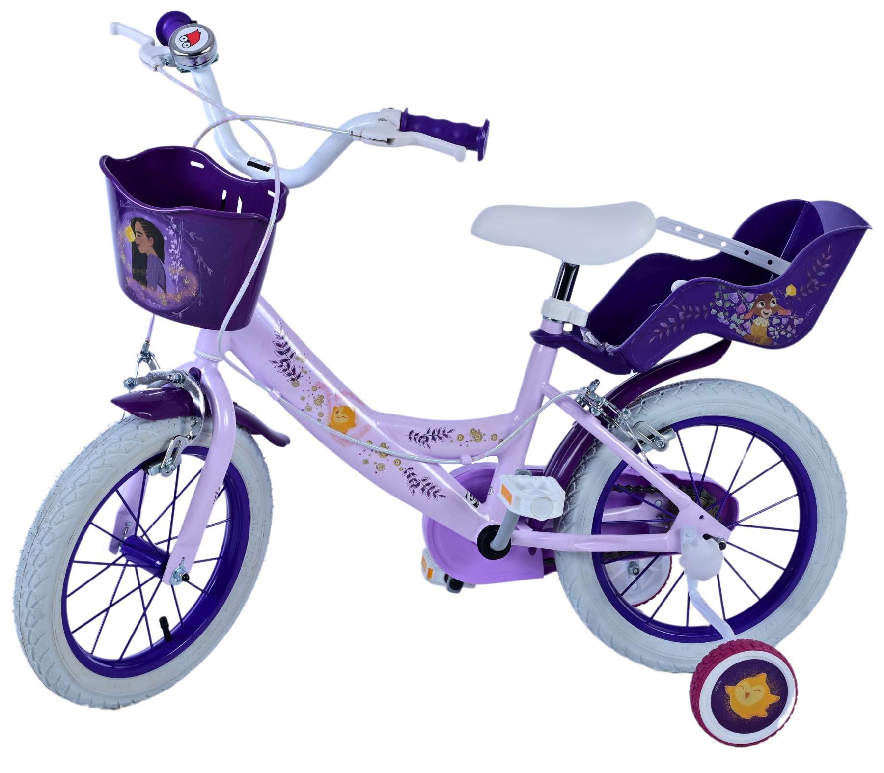 Disney Wish Barncykel Två Handbromsar 14 tum, Lila - Lilla Cykelbutiken