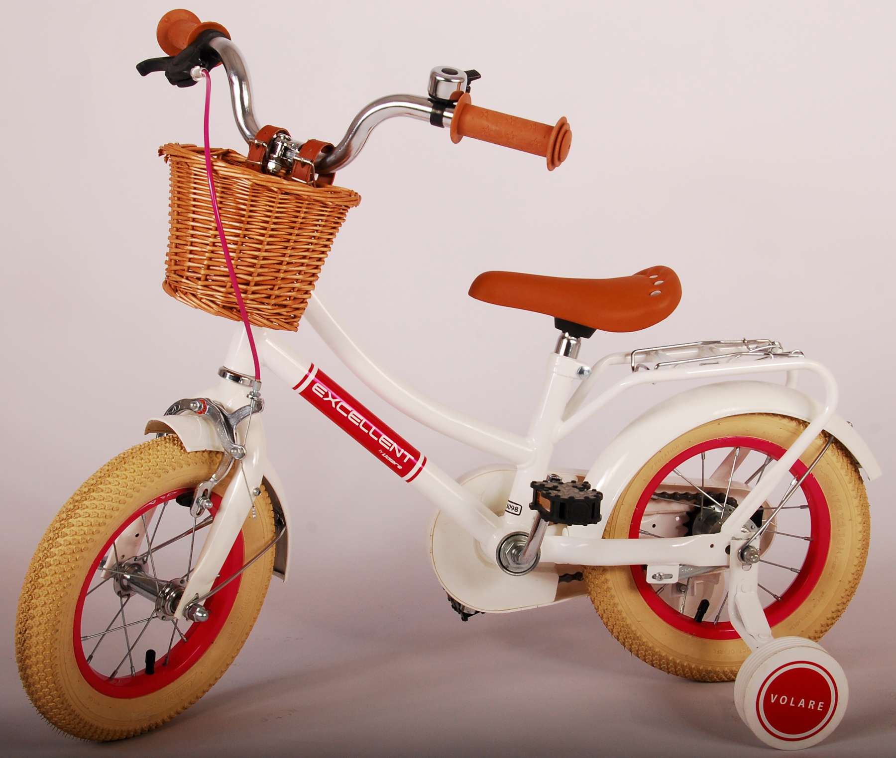 Volare Excellent Barncykel 12 tum, Vit - Lilla Cykelbutiken