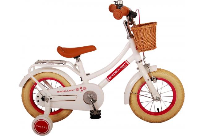 Volare Excellent Barncykel 12 tum, Vit - Lilla Cykelbutiken
