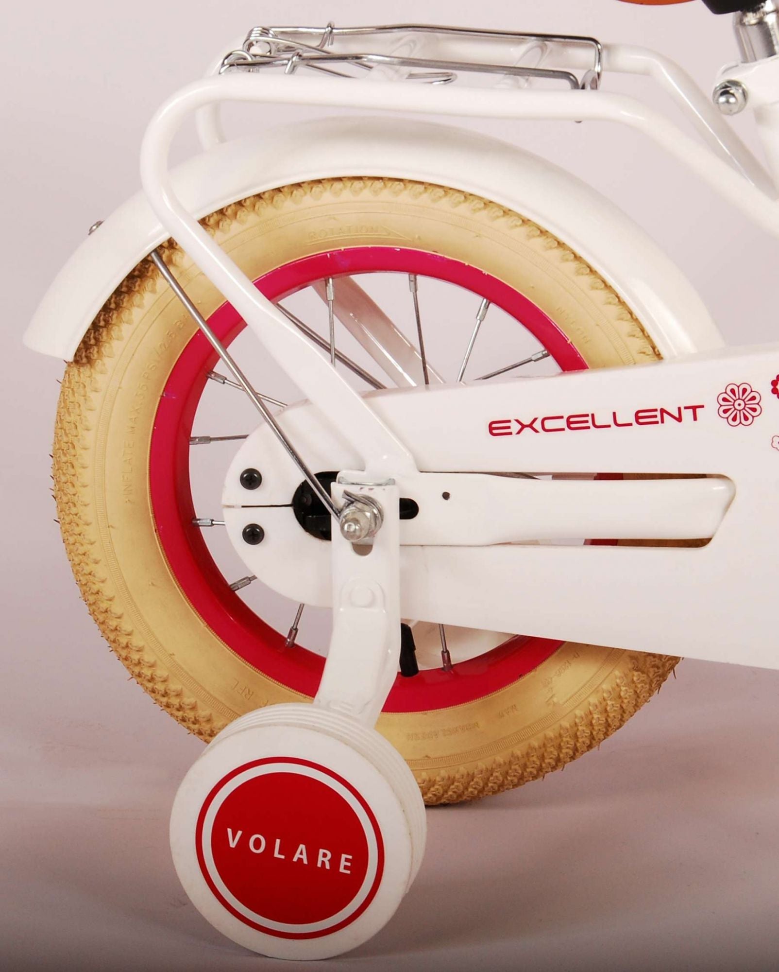 Volare Excellent Barncykel 12 tum, Vit - Lilla Cykelbutiken