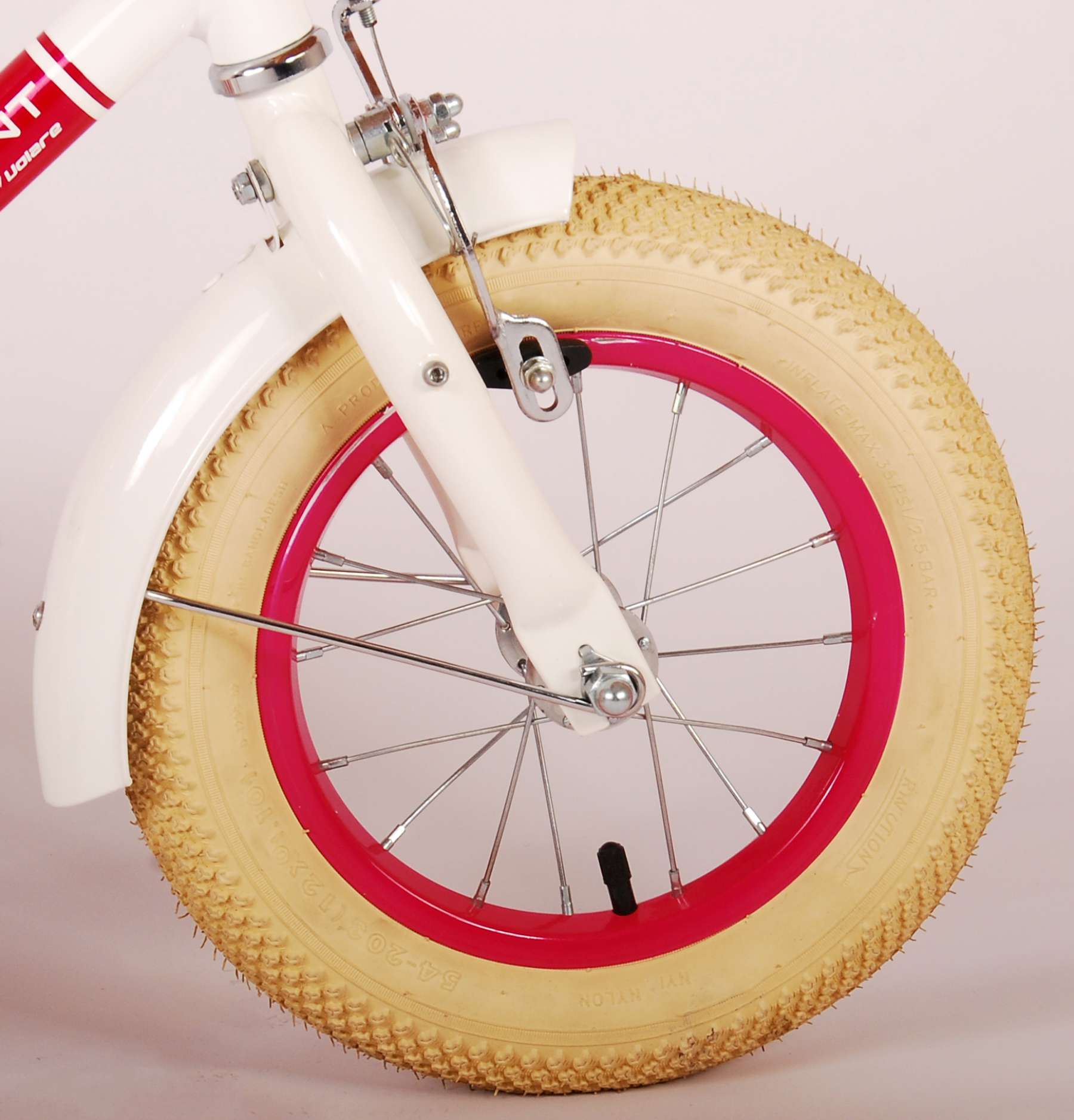 Volare Excellent Barncykel 12 tum, Vit - Lilla Cykelbutiken