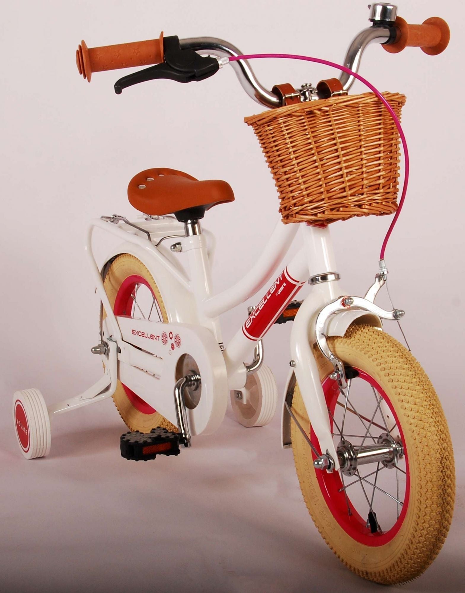 Volare Excellent Barncykel 12 tum, Vit - Lilla Cykelbutiken