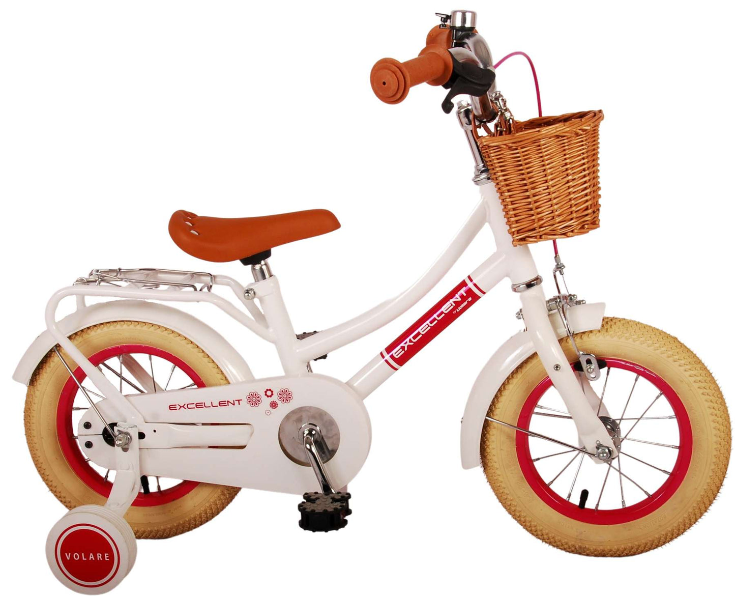 Volare Excellent Barncykel 12 tum, Vit - Lilla Cykelbutiken