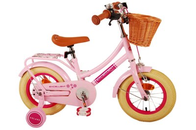Volare Excellent 12-tums Barncykel med Stödhjul – Rosa med Korg och Pakethållare, För barn 3-4 år (Copy)