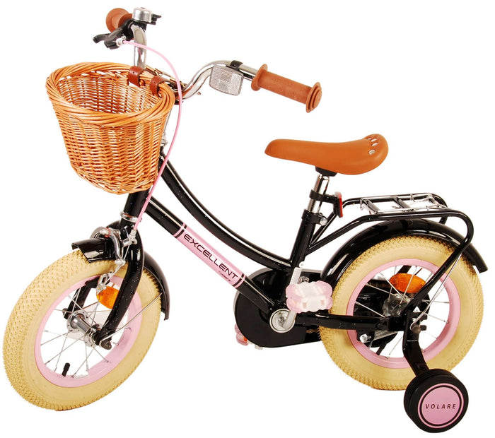 Volare Excellent Barncykel 12 tum, Svart - Lilla Cykelbutiken