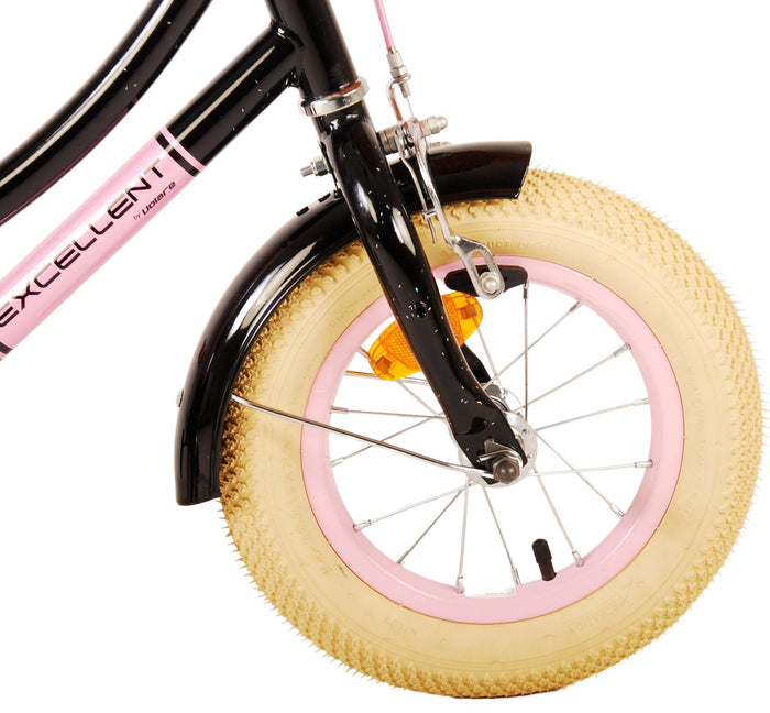 Volare Excellent Barncykel 12 tum, Svart - Lilla Cykelbutiken
