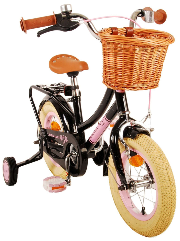 Volare Excellent Barncykel 12 tum, Svart - Lilla Cykelbutiken