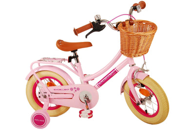 Volare Excellent 12-tums Barncykel med Stödhjul – Rosa med Korg och Pakethållare, För barn 3-4 år (Copy)