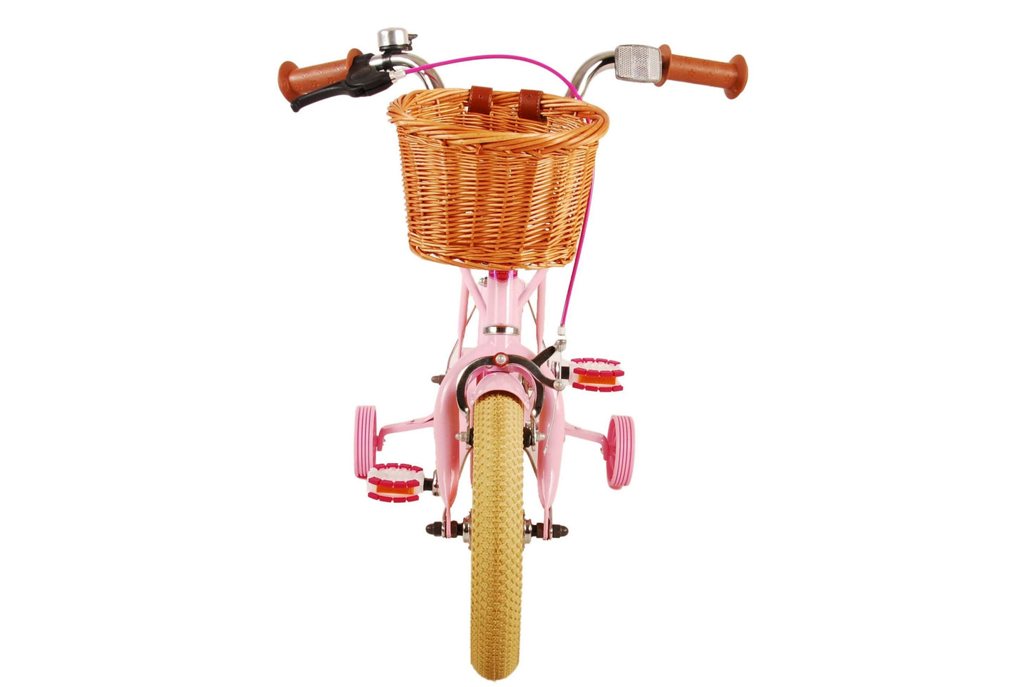 Volare Excellent 12-tums Barncykel med Stödhjul – Rosa med Korg och Pakethållare, För barn 3-4 år (Copy)