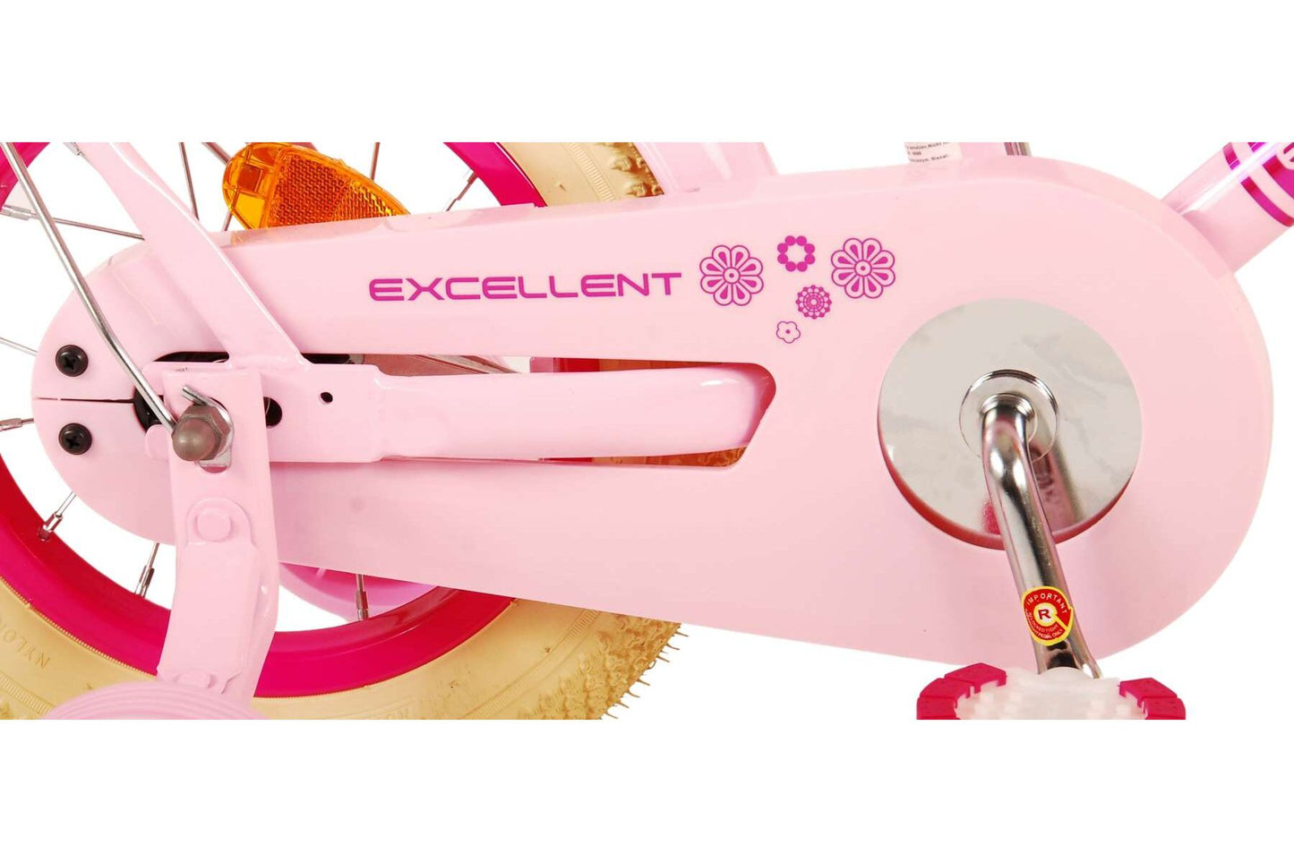 Volare Excellent 12-tums Barncykel med Stödhjul – Rosa med Korg och Pakethållare, För barn 3-4 år (Copy)