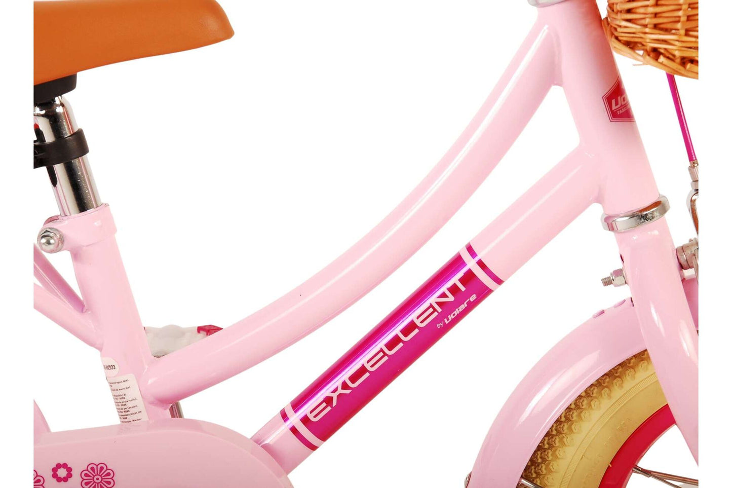Volare Excellent 12-tums Barncykel med Stödhjul – Rosa med Korg och Pakethållare, För barn 3-4 år (Copy)