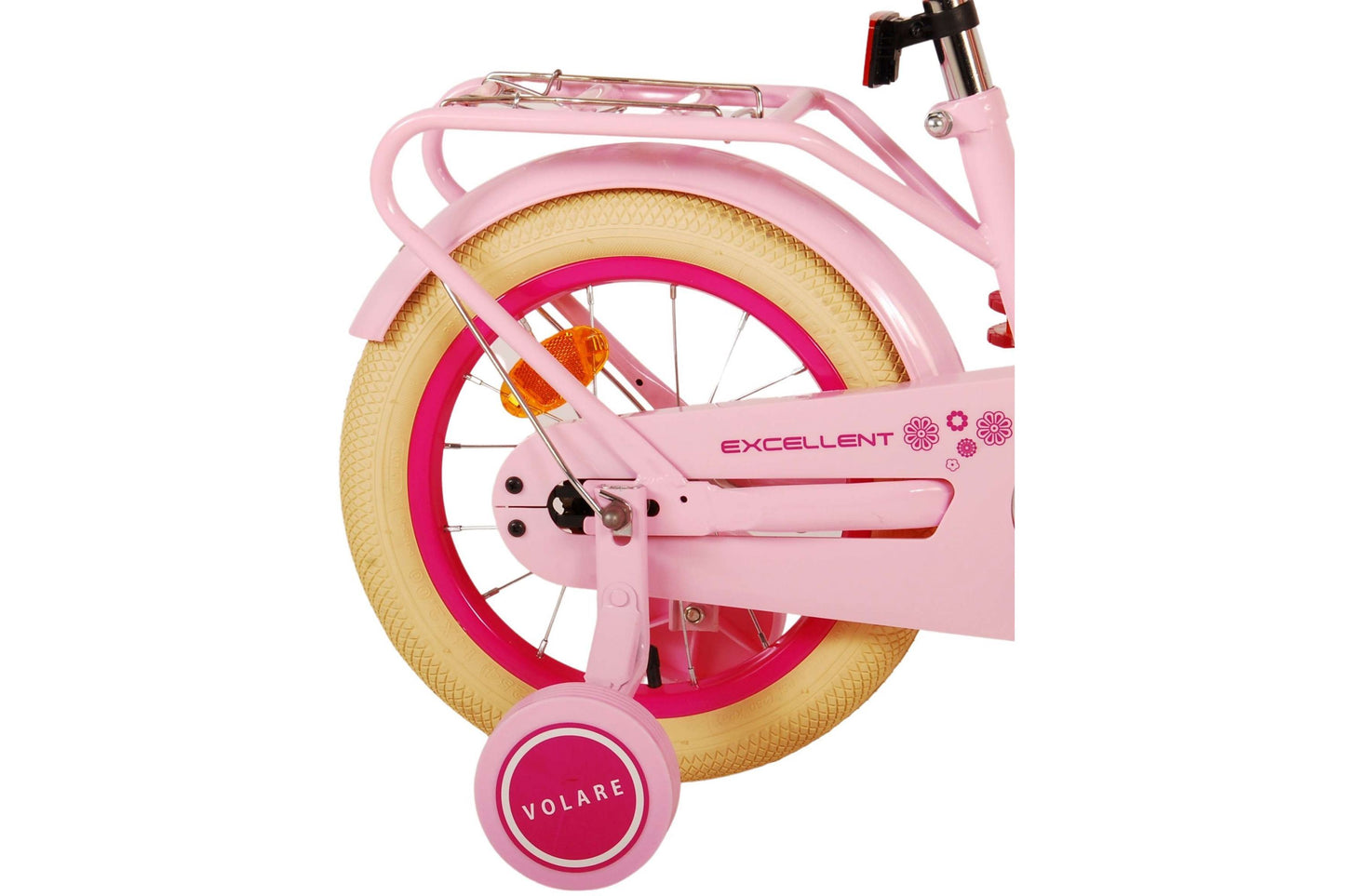 Volare Excellent 14-tums Barncykel – Rosa med Korg och Pakethållare, För barn 3-5 år