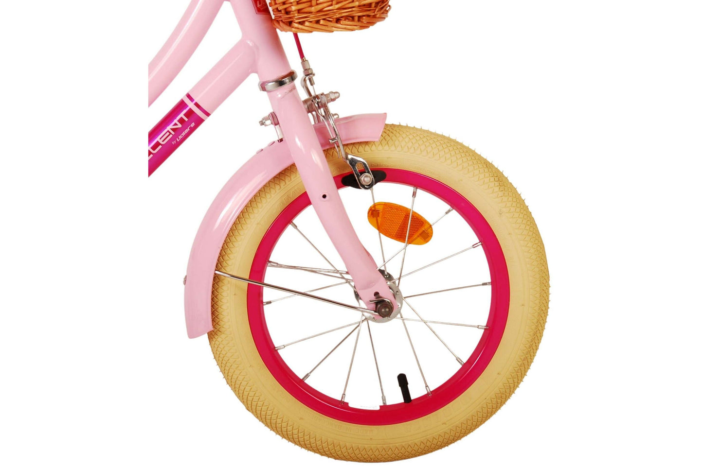 Volare Excellent 14-tums Barncykel – Rosa med Korg och Pakethållare, För barn 3-5 år