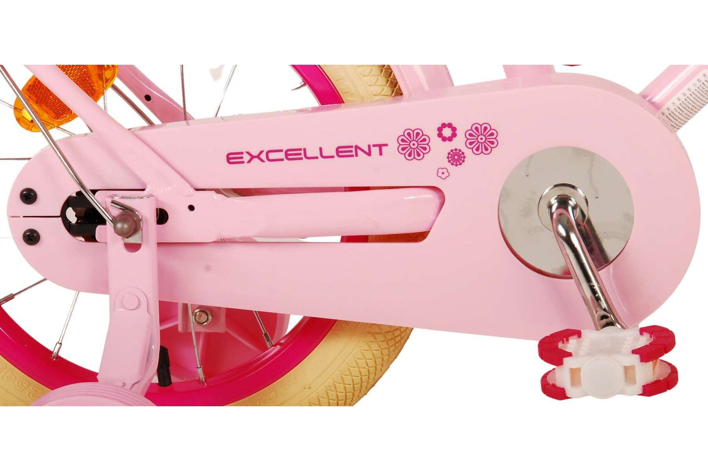 Volare Excellent 14-tums Barncykel – Rosa med Korg och Pakethållare, För barn 3-5 år