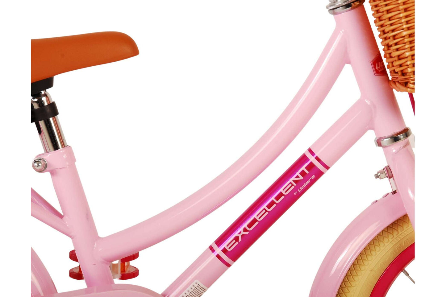 Volare Excellent 14-tums Barncykel – Rosa med Korg och Pakethållare, För barn 3-5 år