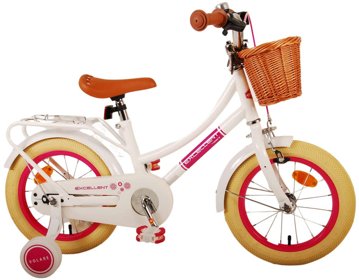 Volare Excellent Barncykel 14 tum, Vit - Lilla Cykelbutiken
